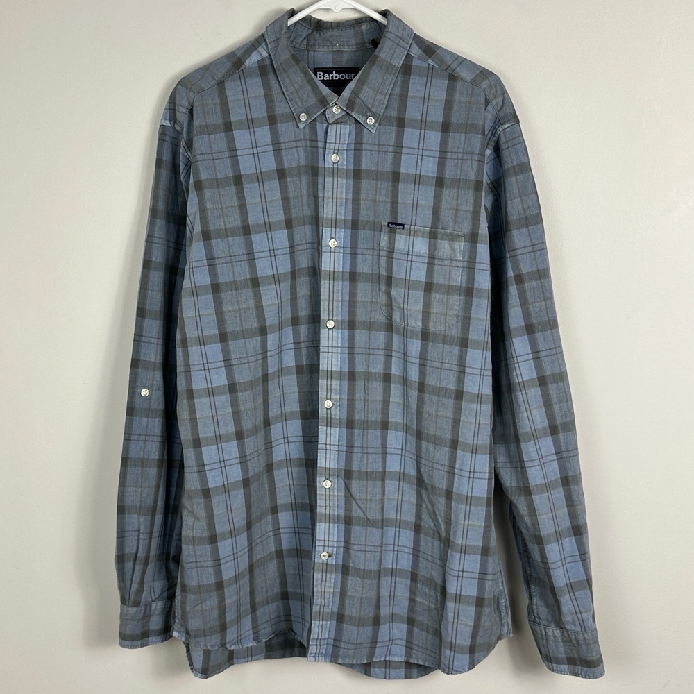 Barbour Mens Blue Button Down Collared Shirt Mens Size XL Tailored Cotton 2022